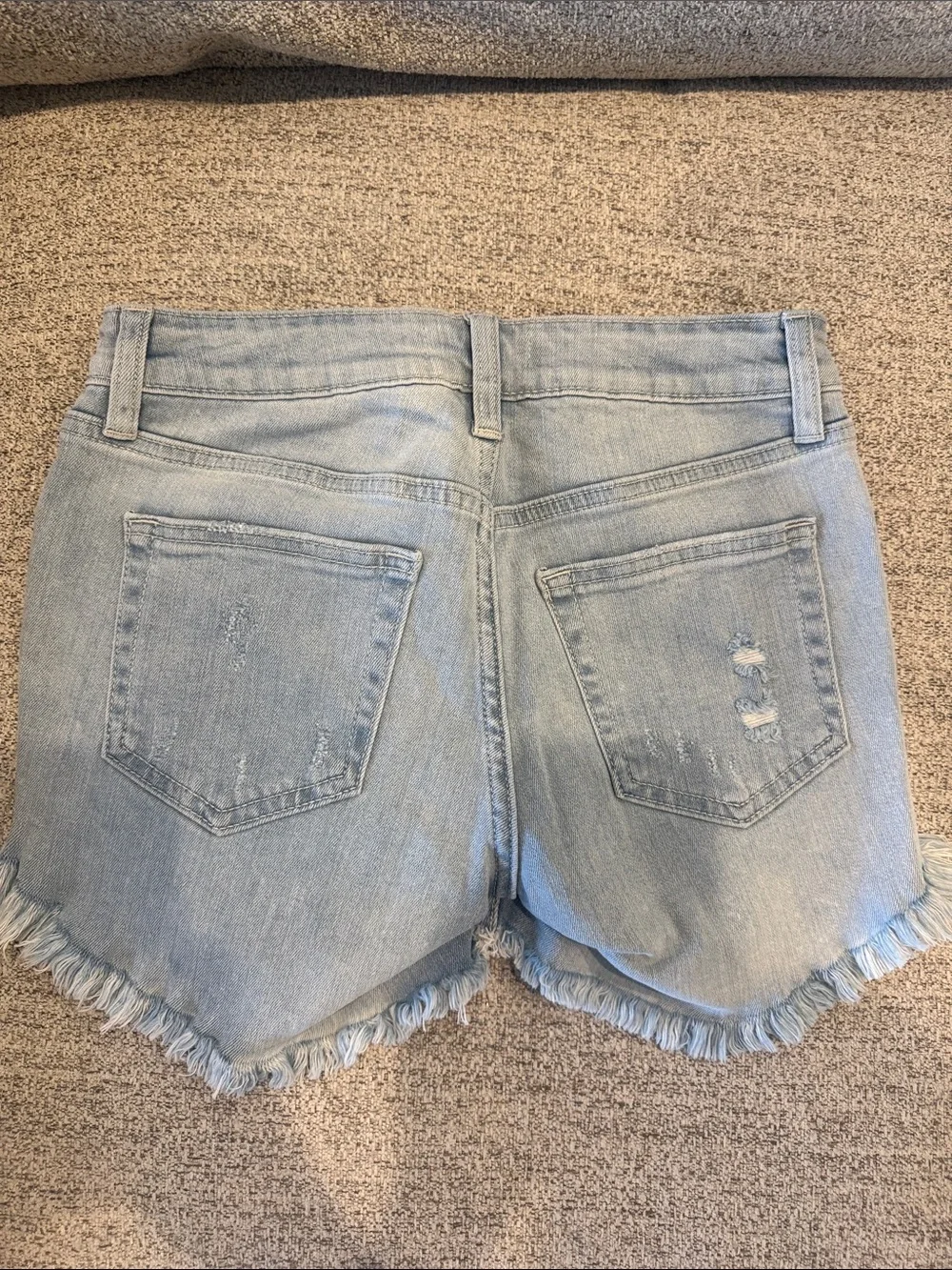 Light Wash Distressed Denim Shorts - Women